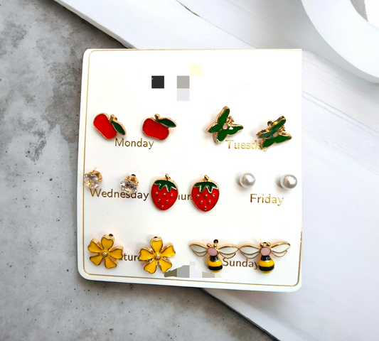 7 piece mix design earrings set