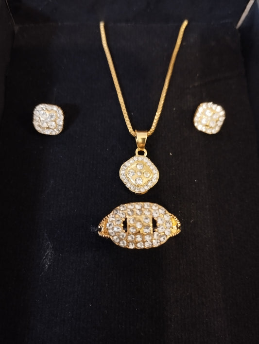 Locket set with earrings and ring