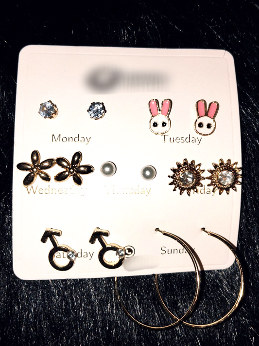 7 piece mix design earrings set