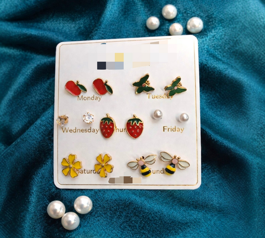 7 piece mix design earrings set