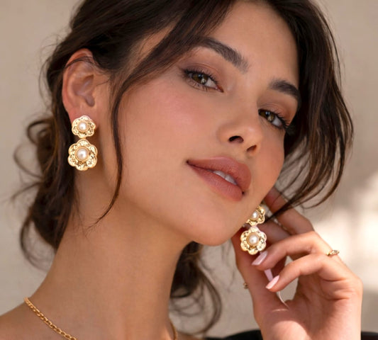 3-Pair Floral Earrings with studs